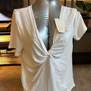 A New Day Women's White Short Sleeve Twist Top